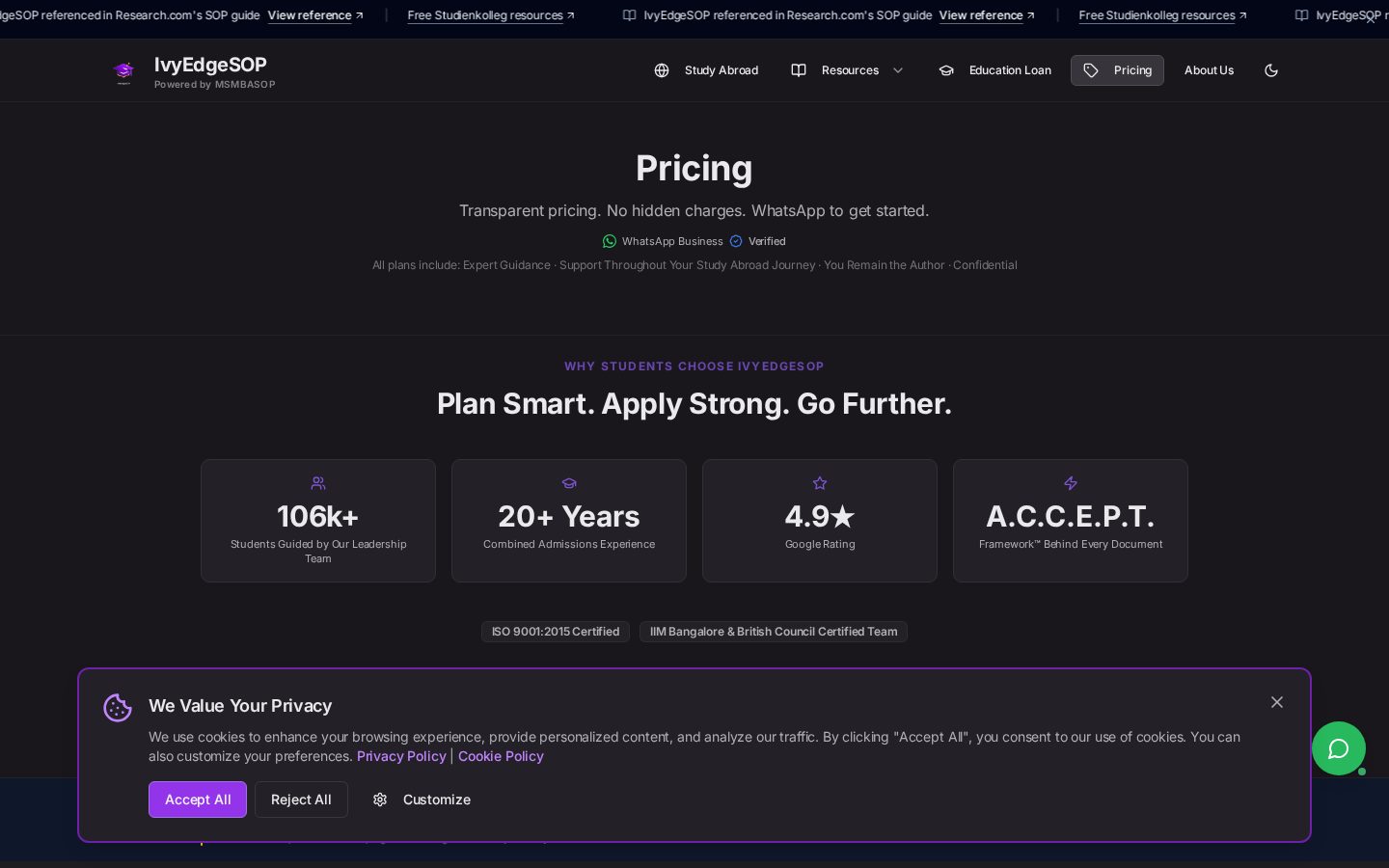 IvyEdgeSOP Pricing