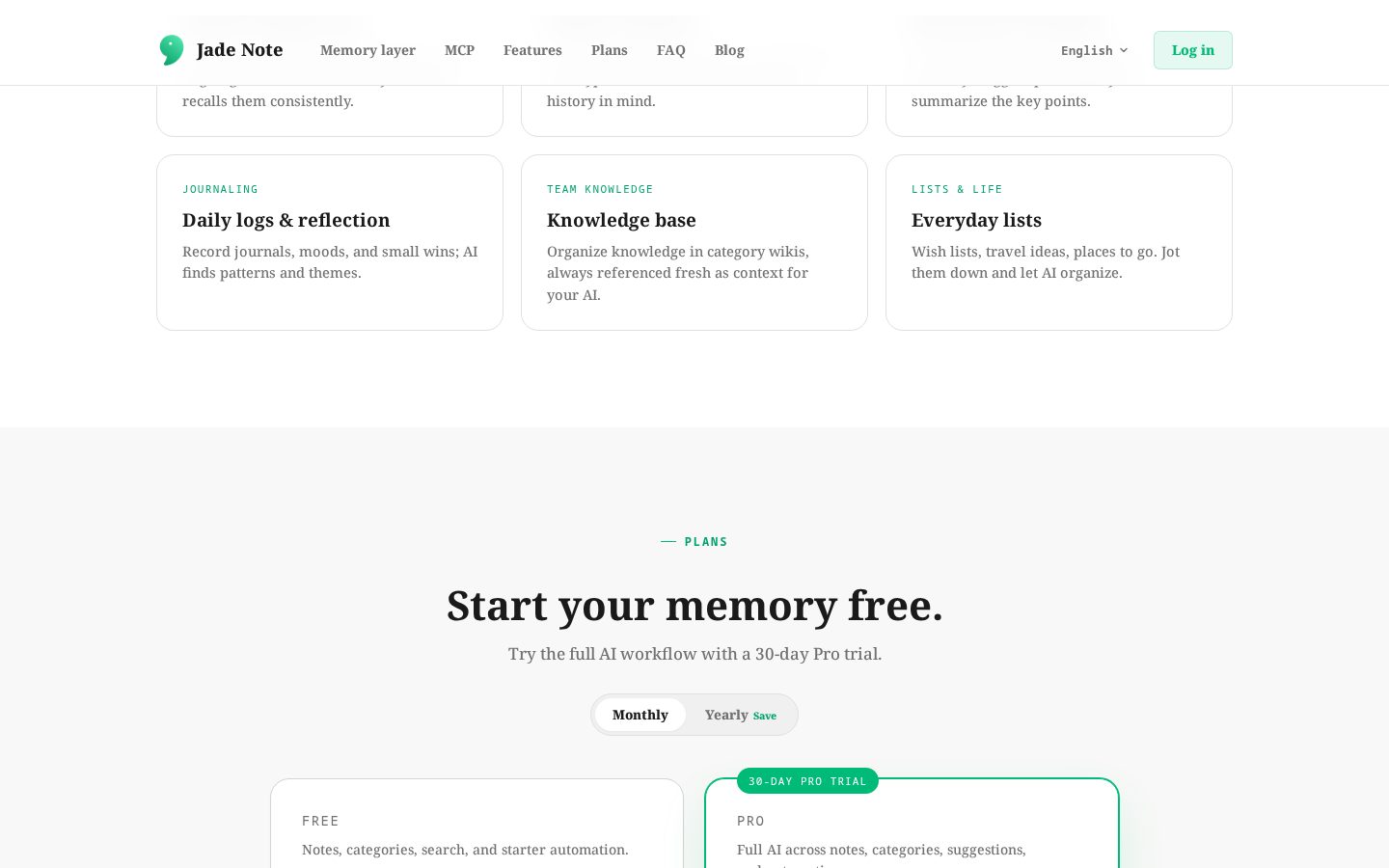 Jade Note Pricing