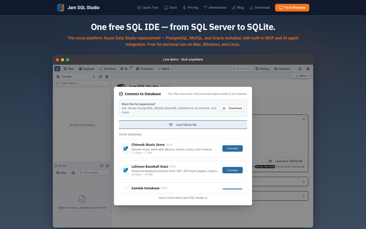 Jam SQL Studio Homepage