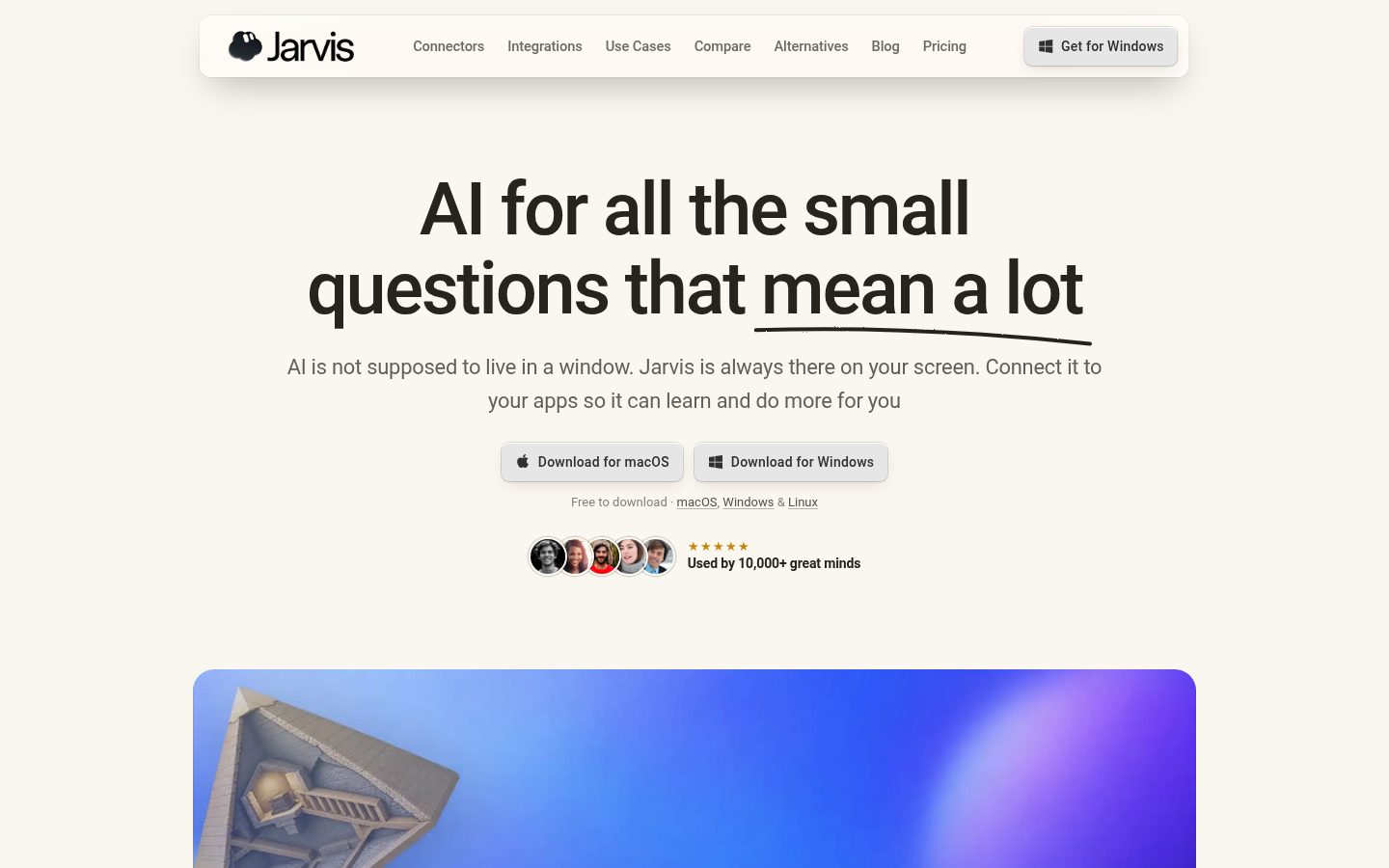 Jarvis AI Homepage