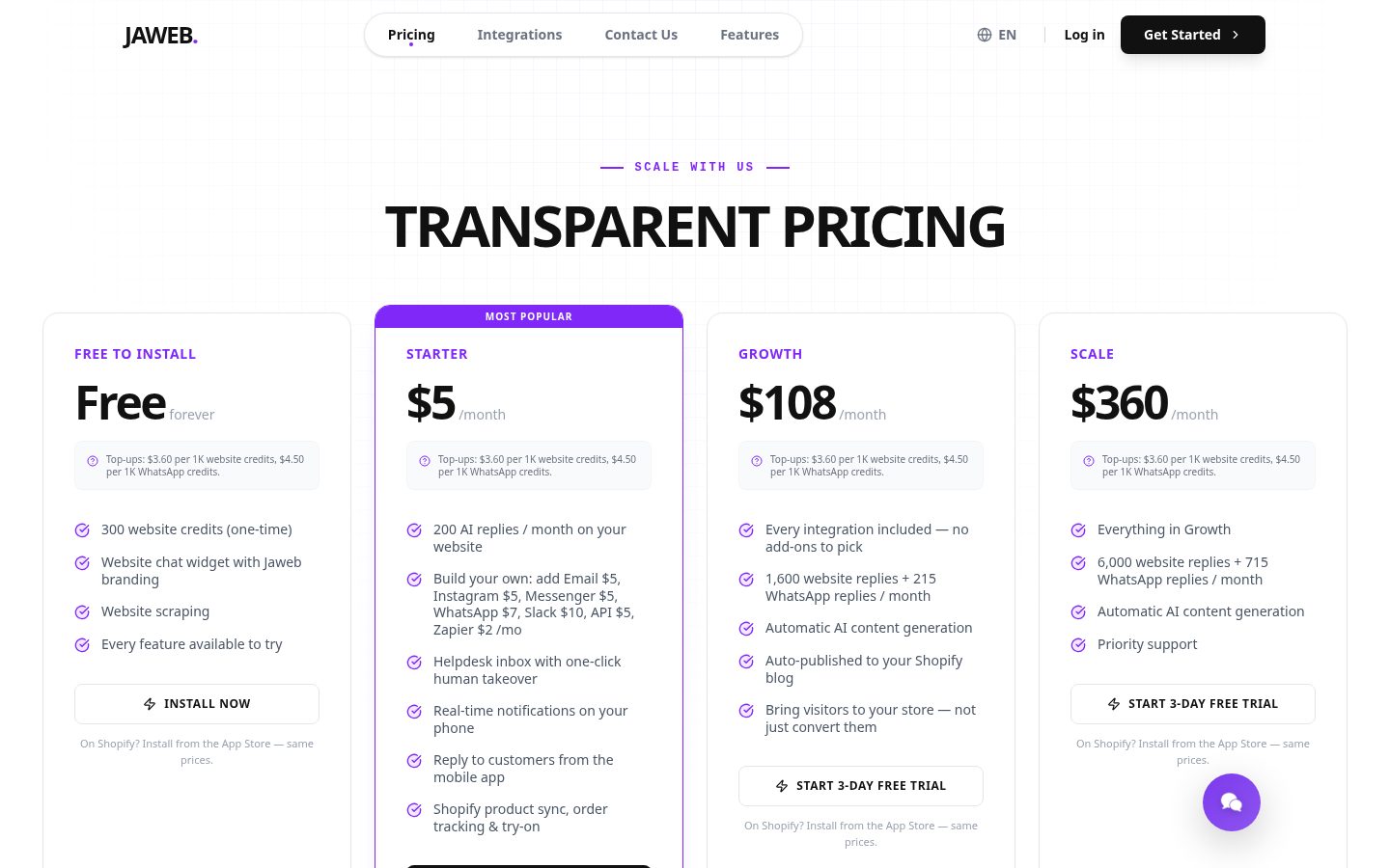 jaweb Pricing