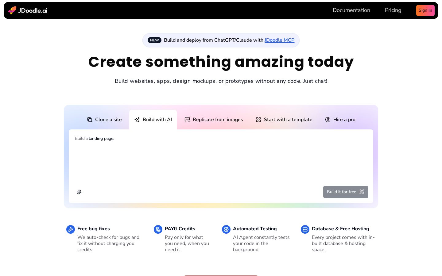 JDoodle.ai MCP Homepage