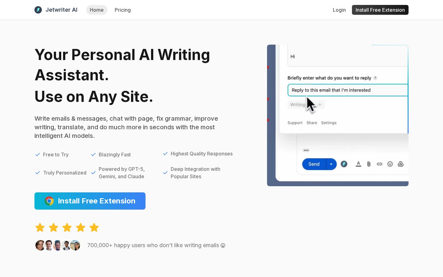 Jetwriter AI Homepage