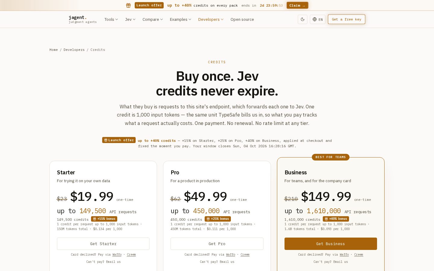 Jev Agent Pricing