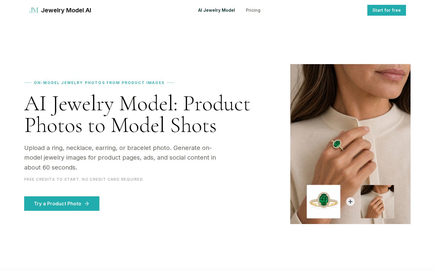 Jewelry Model AI Homepage