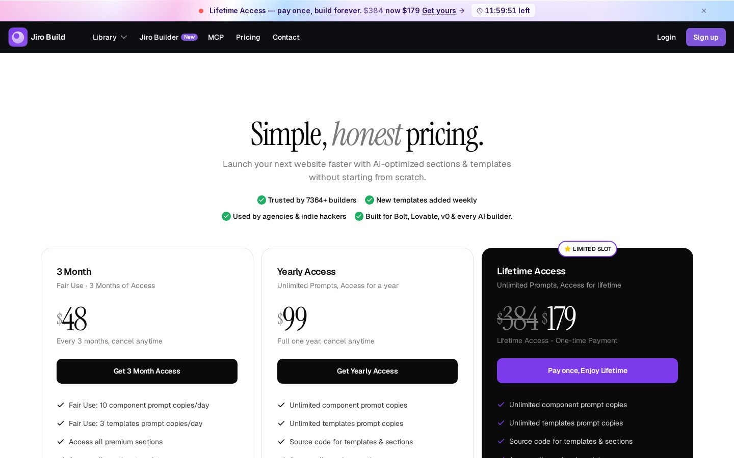 Jiro Build Pricing