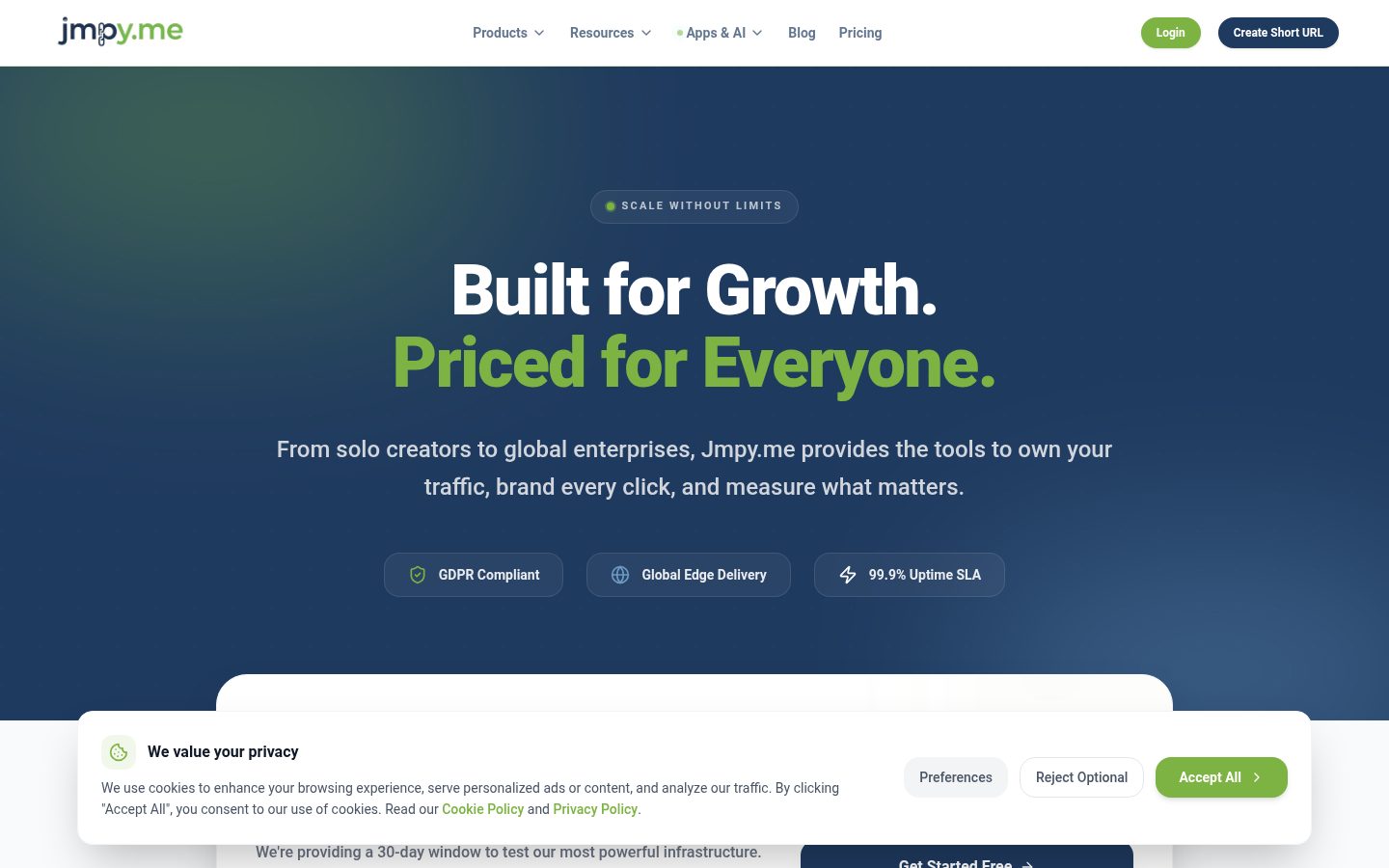 Jmpy.me Branded short links & Analytics Pricing