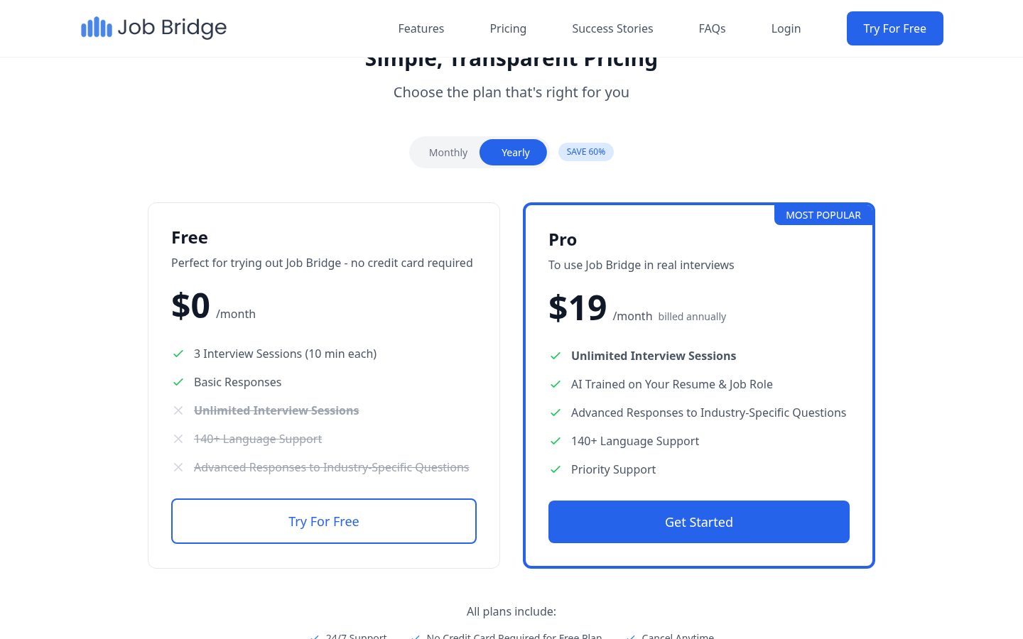 Job Bridge Pricing