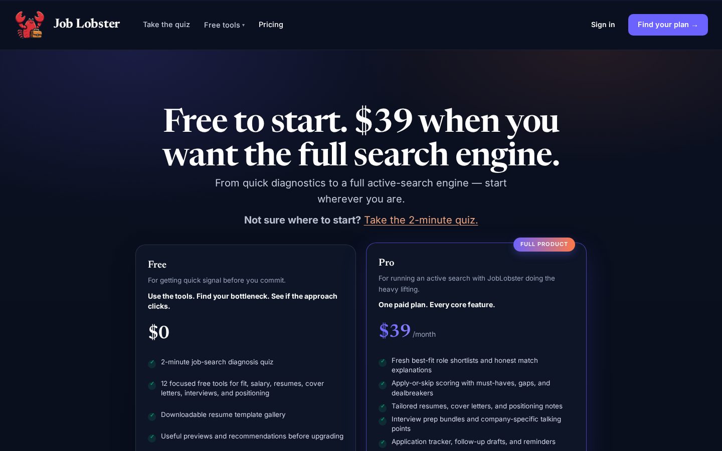 Job Lobster Pricing