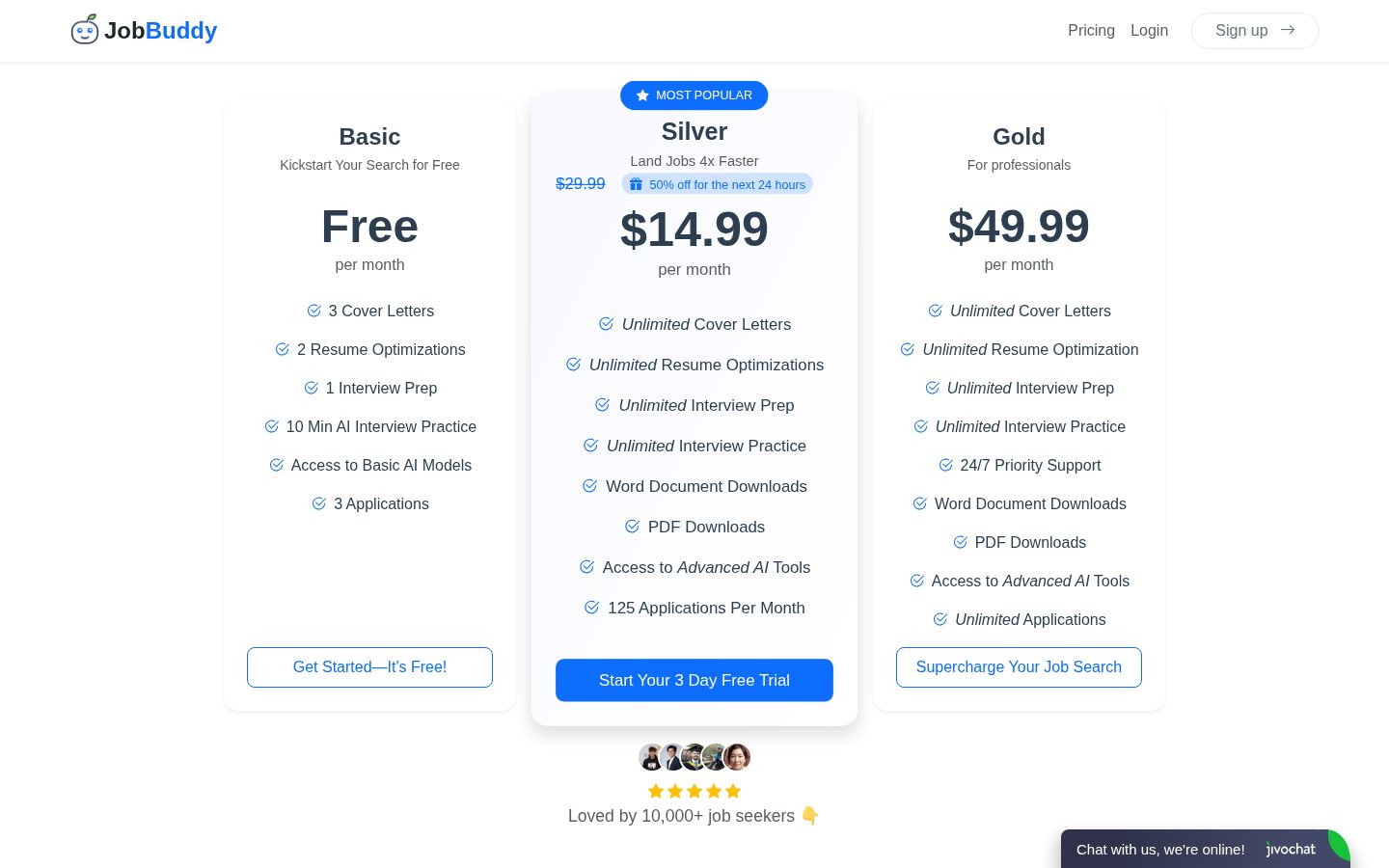 JobBuddy Pricing