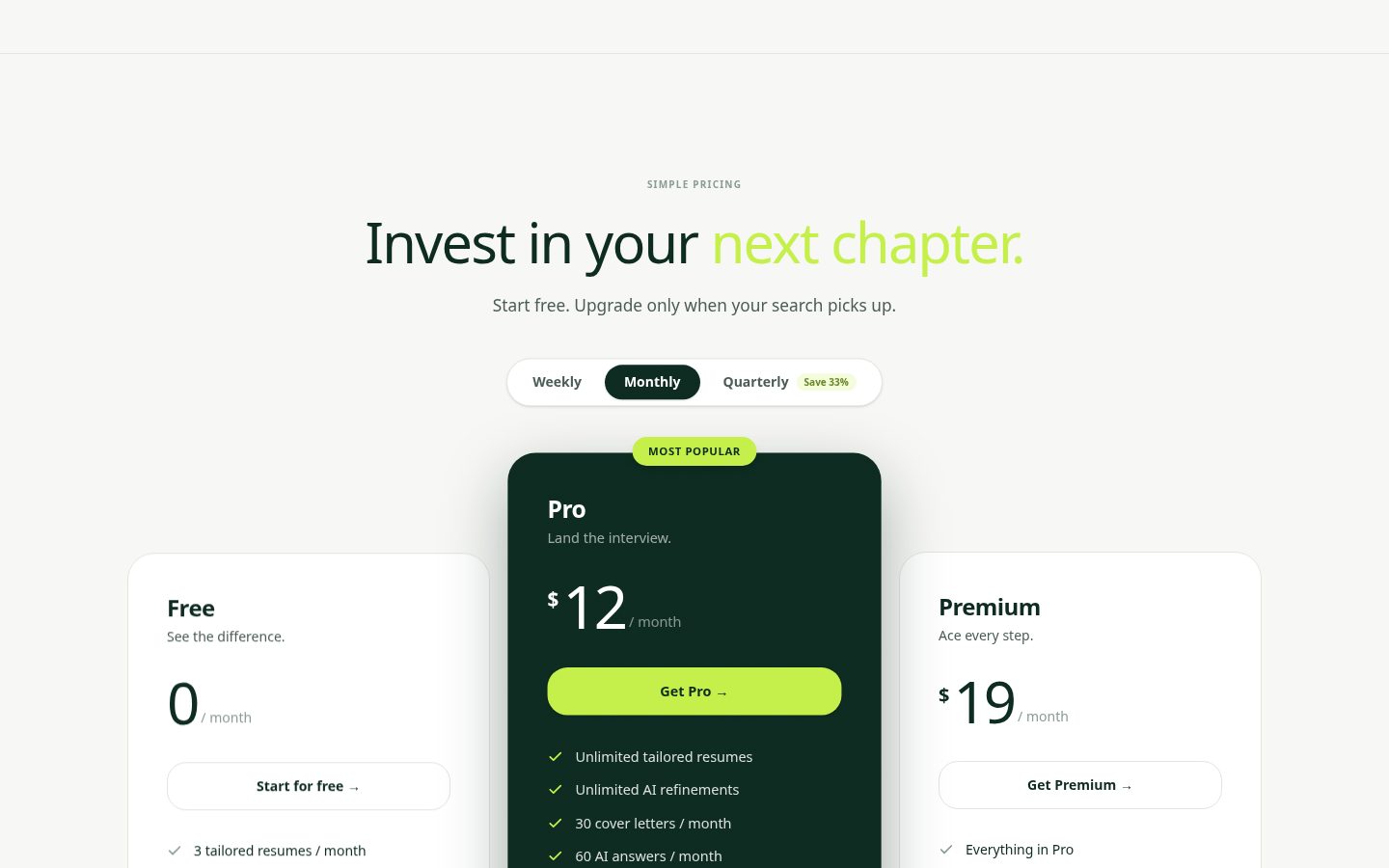 JobFit AI Pricing