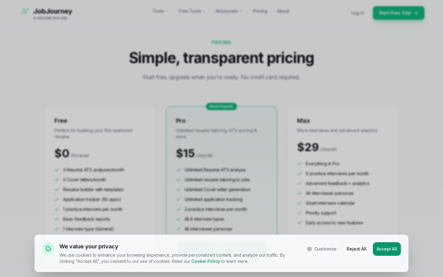 JobJourney Pricing