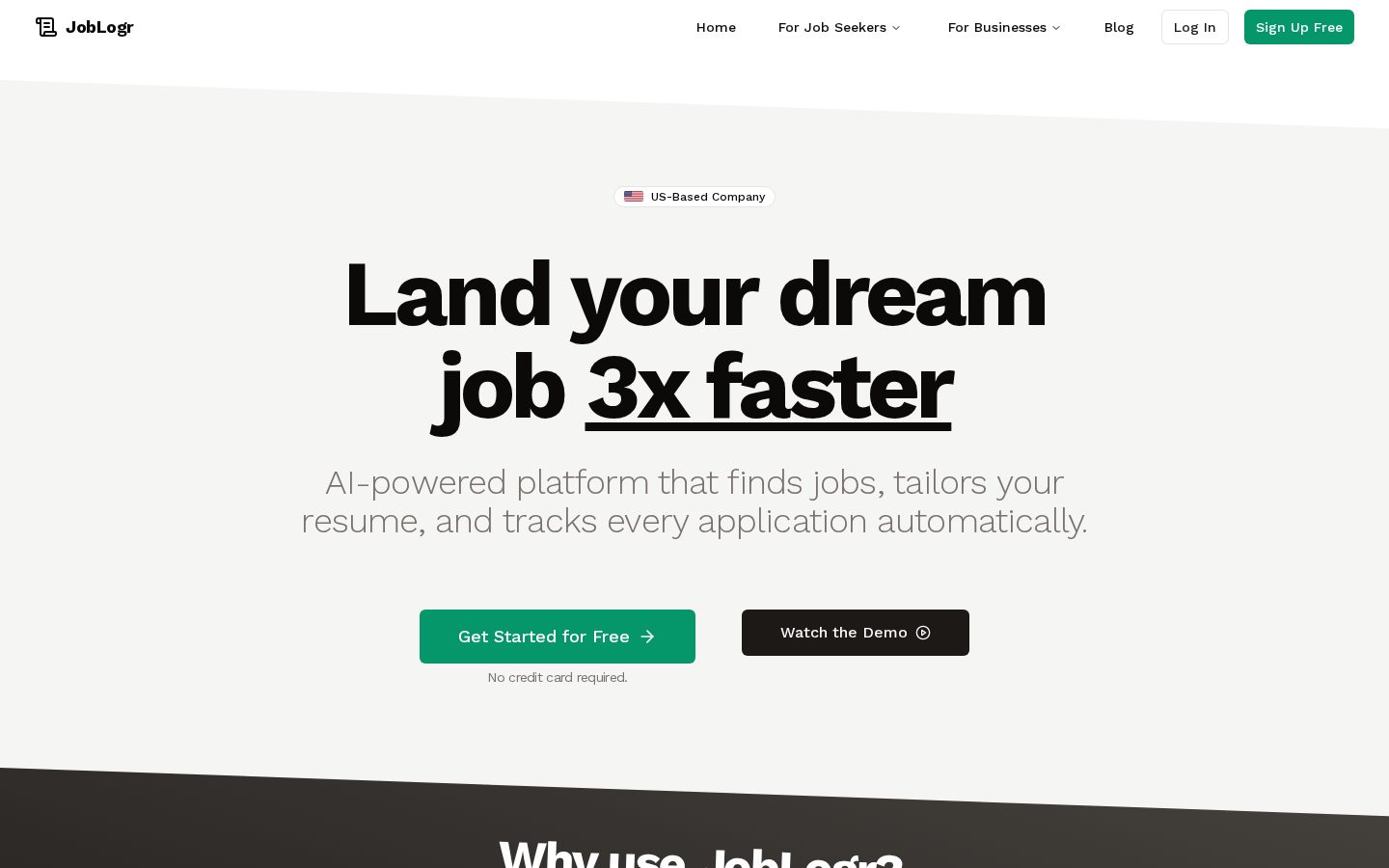 JobLogr Homepage