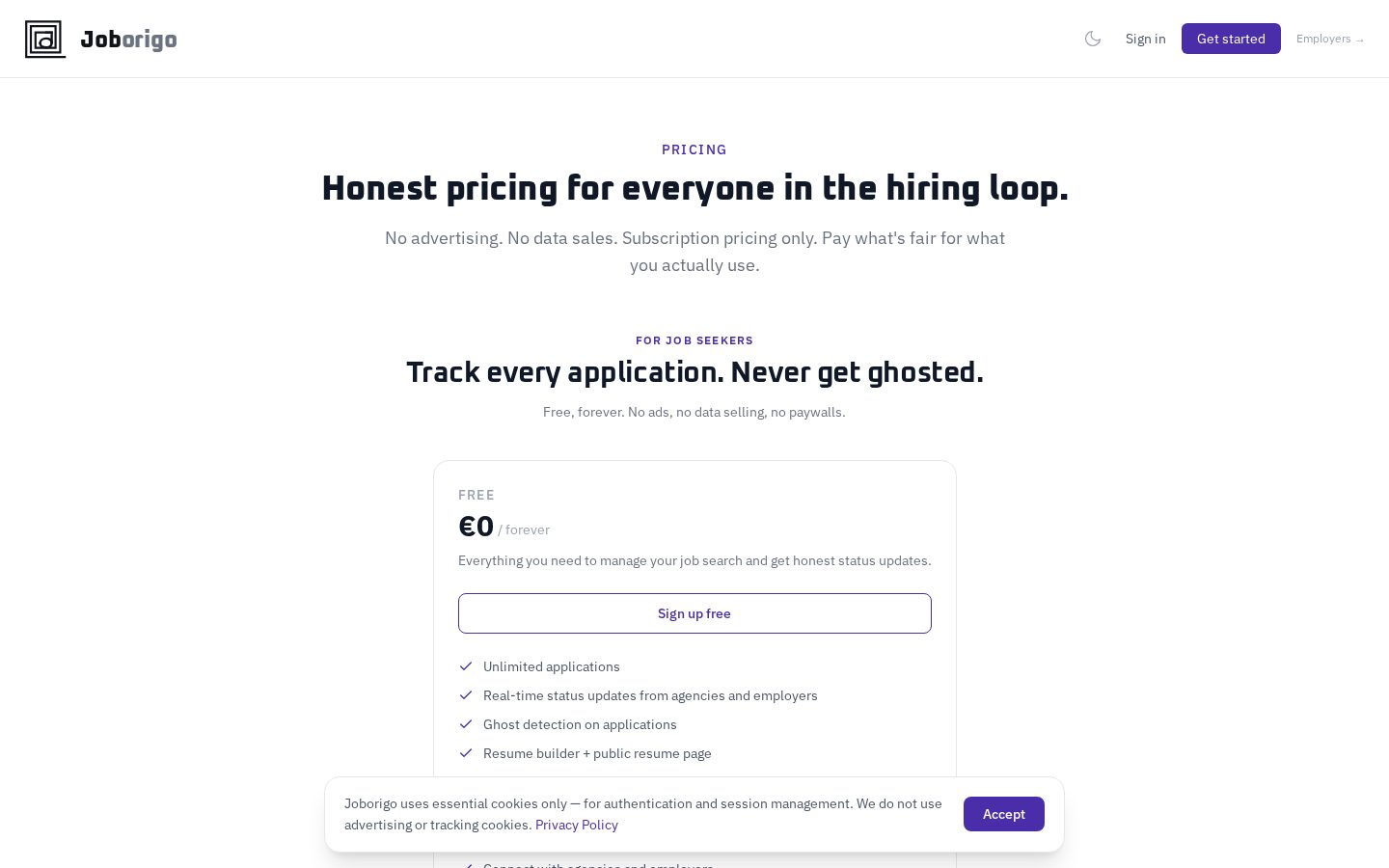 Joborigo Pricing