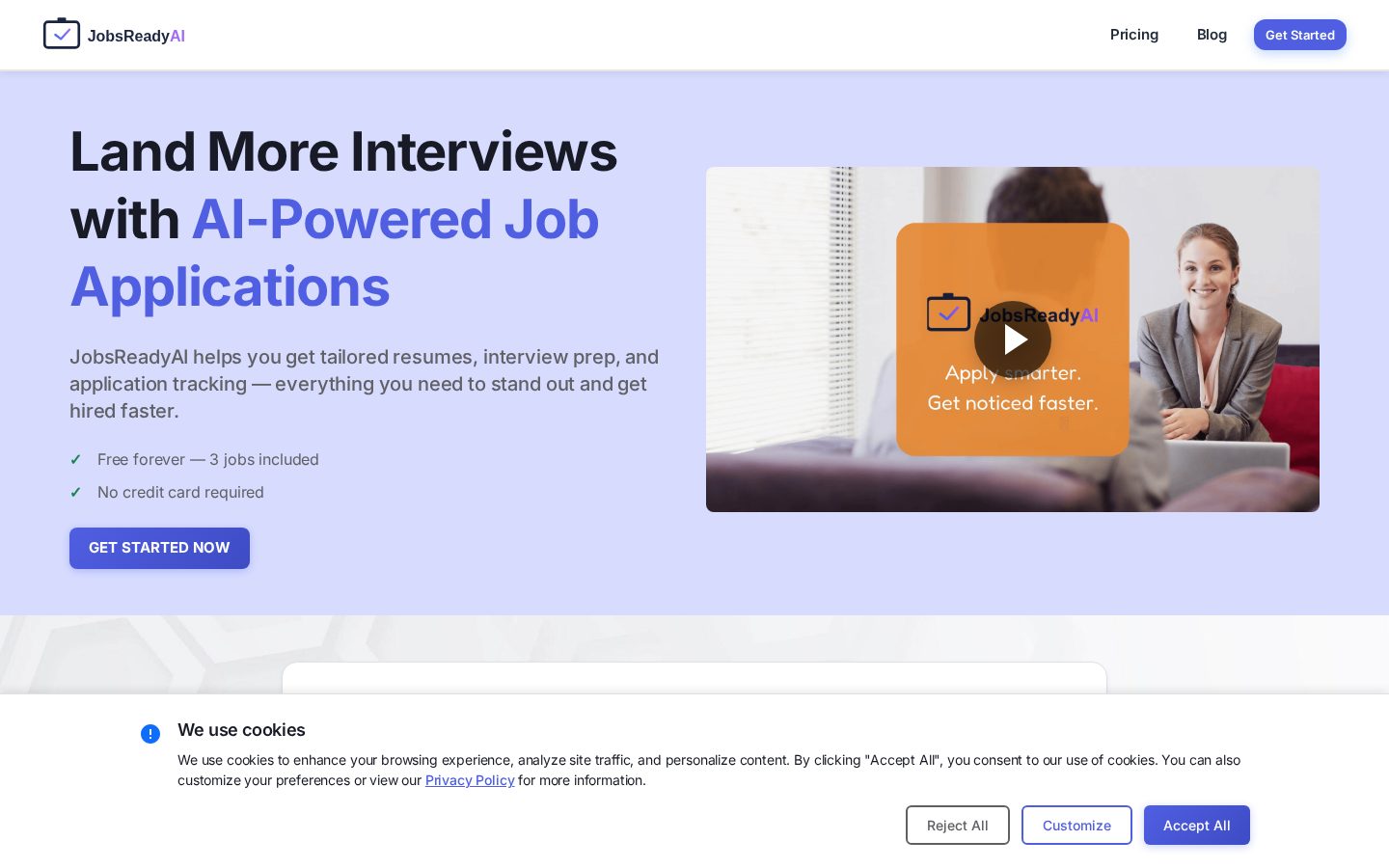 JobsReadyAI Homepage