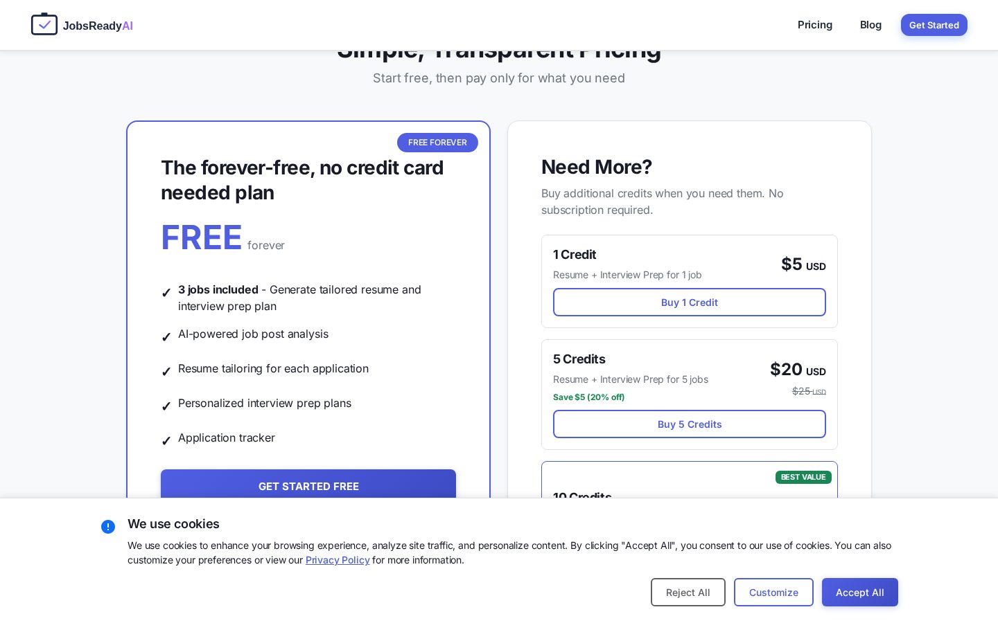 JobsReadyAI Pricing