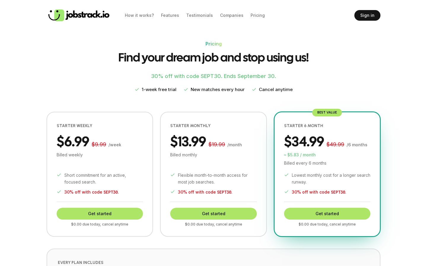 Jobstrack.io Pricing