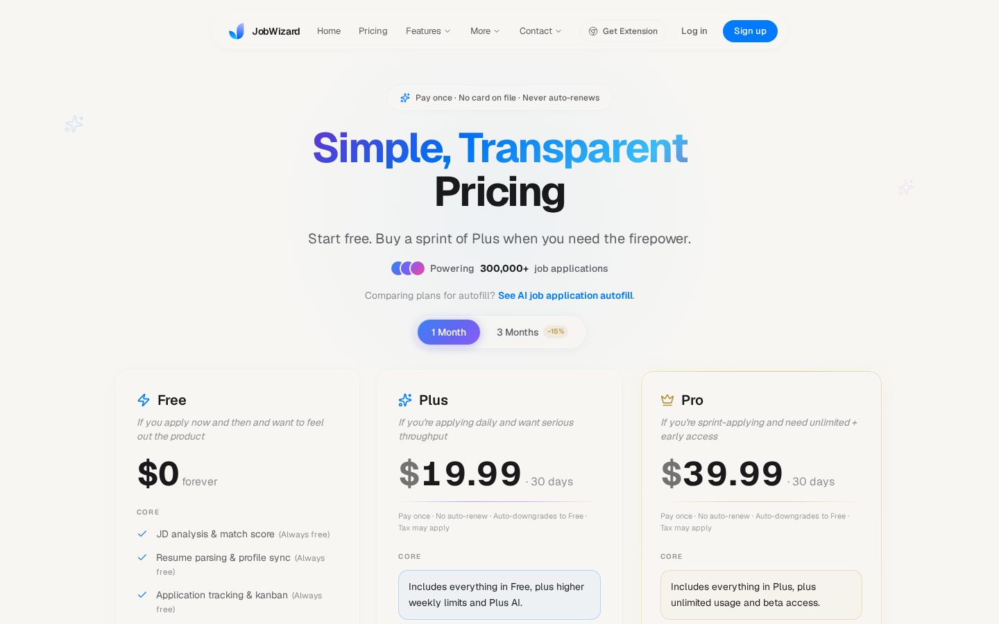JobWizard Pricing