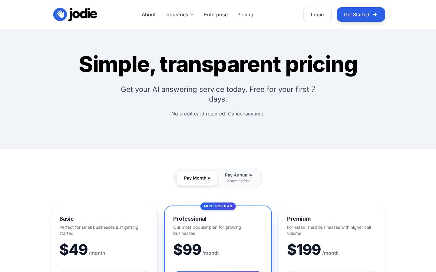 Jodie Pricing