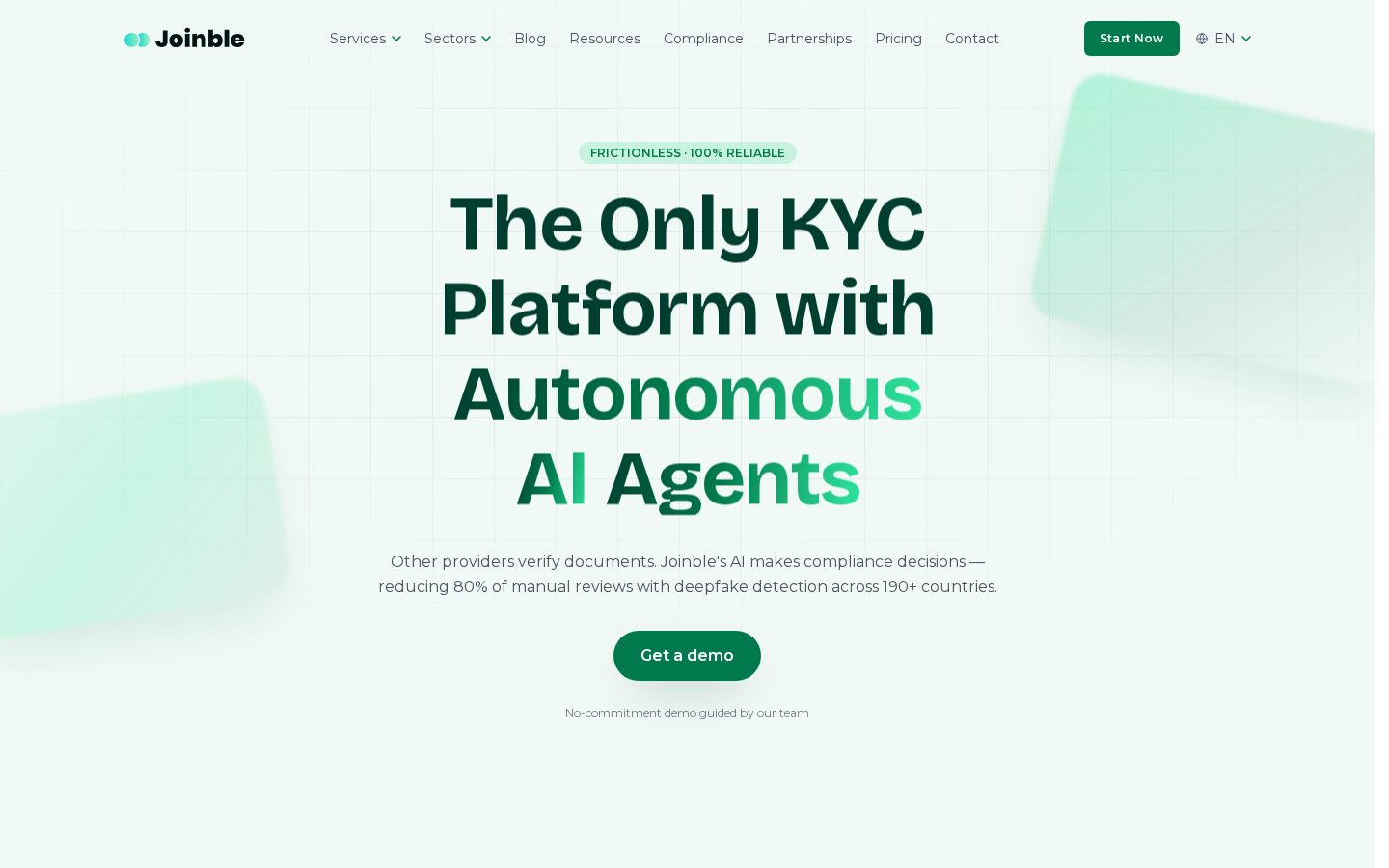 Joinble AI KYC & Deepfake Detection Homepage