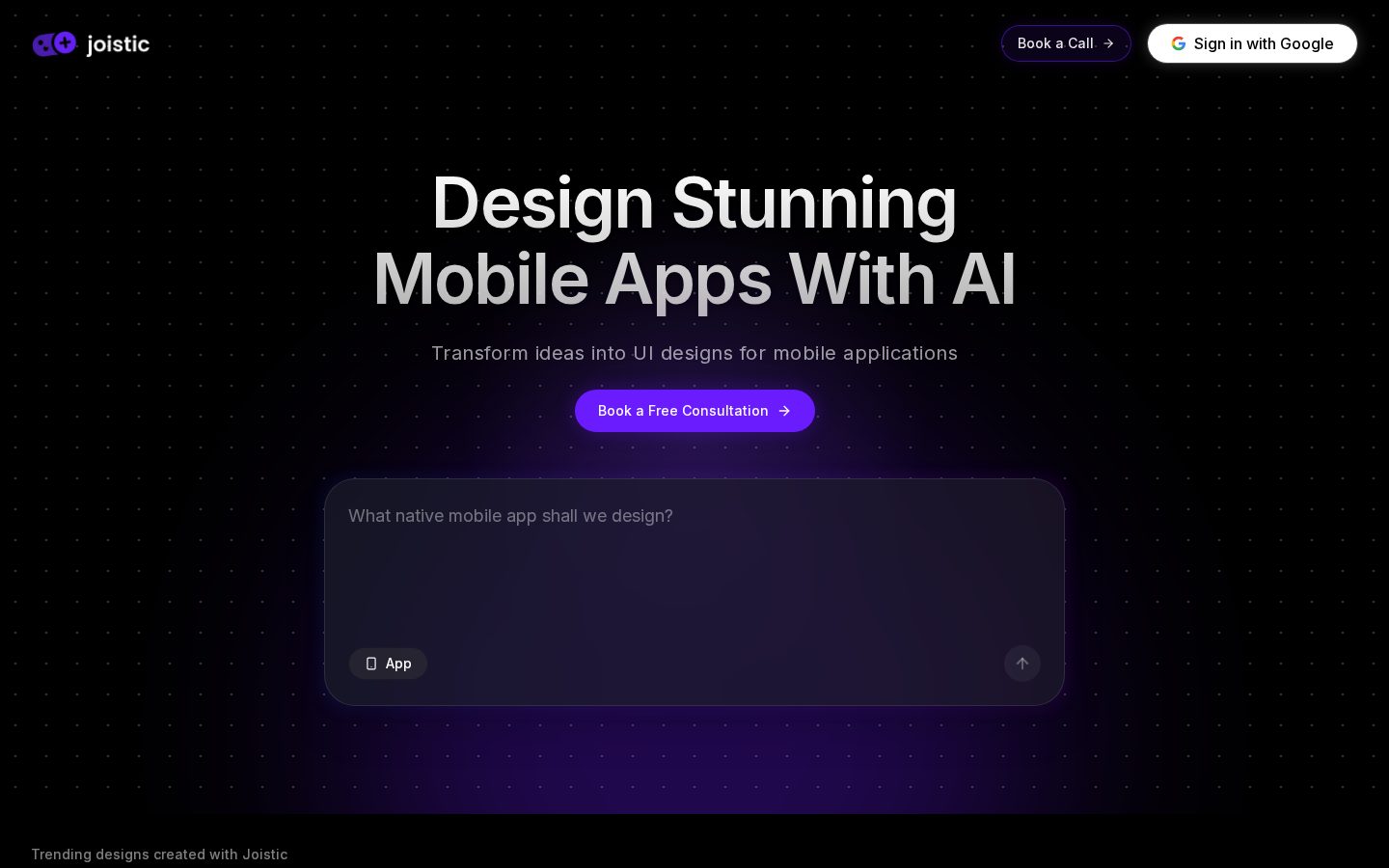 Joistic AI Homepage
