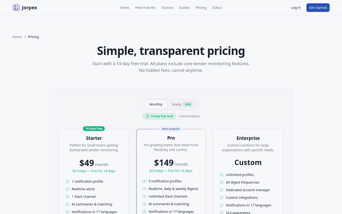 Jorpex Pricing