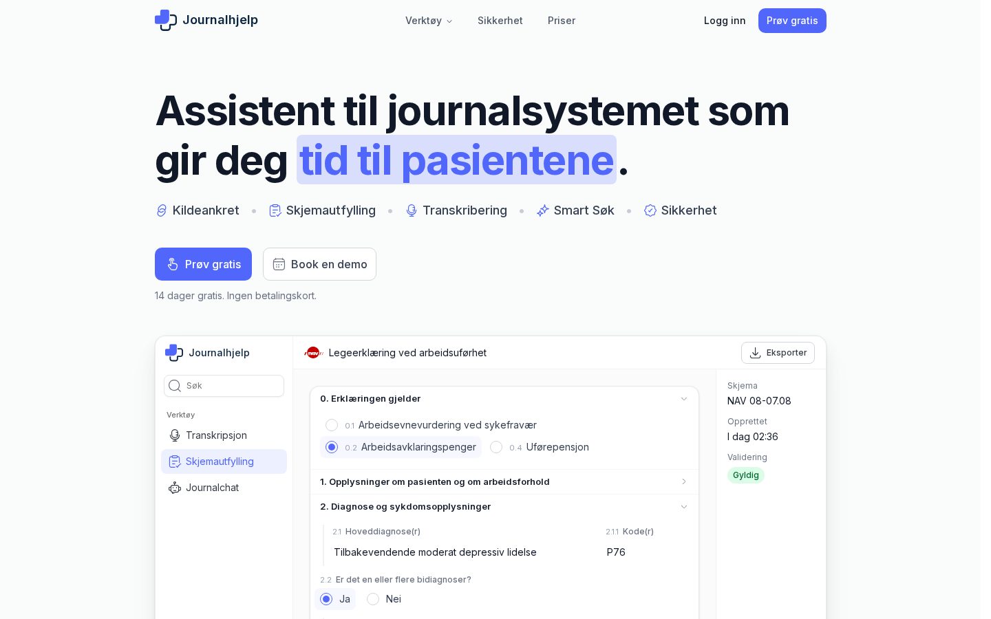 Journalhjelp Homepage