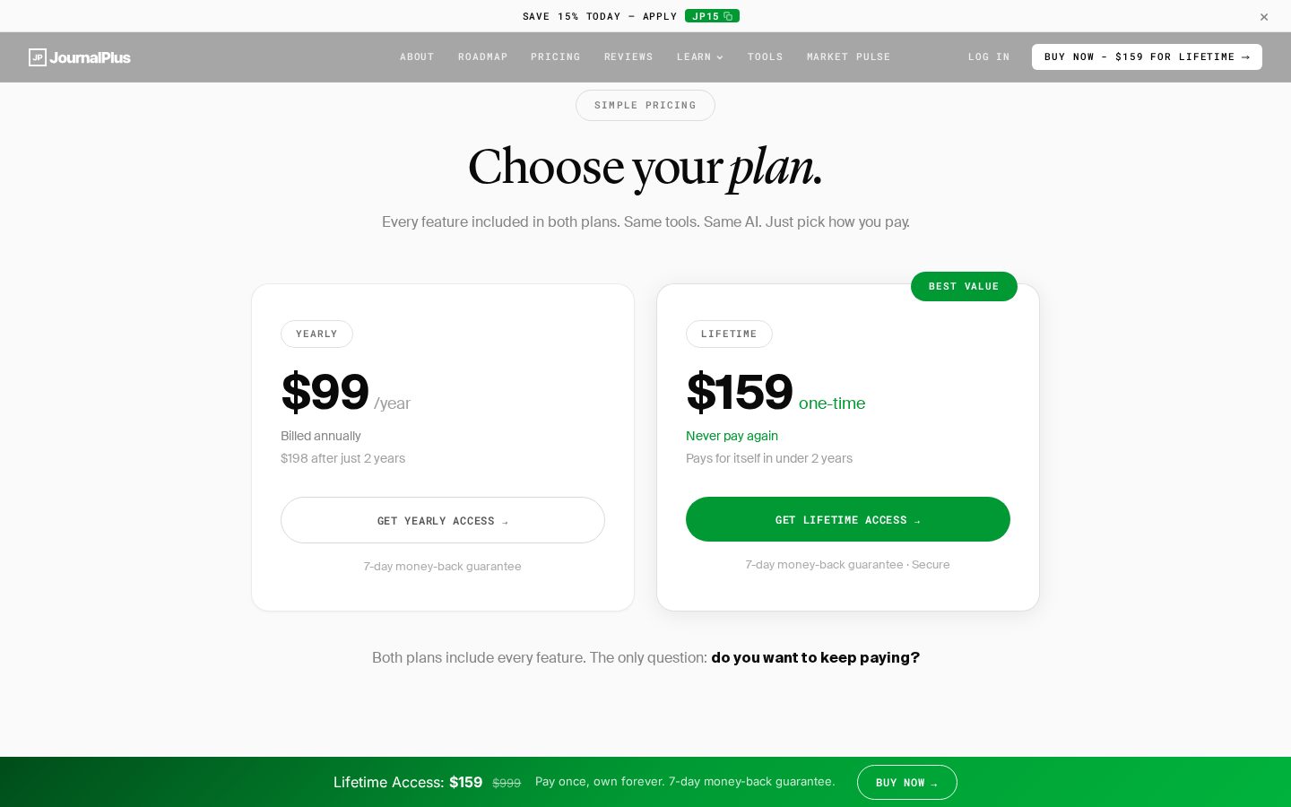 JournalPlus Pricing