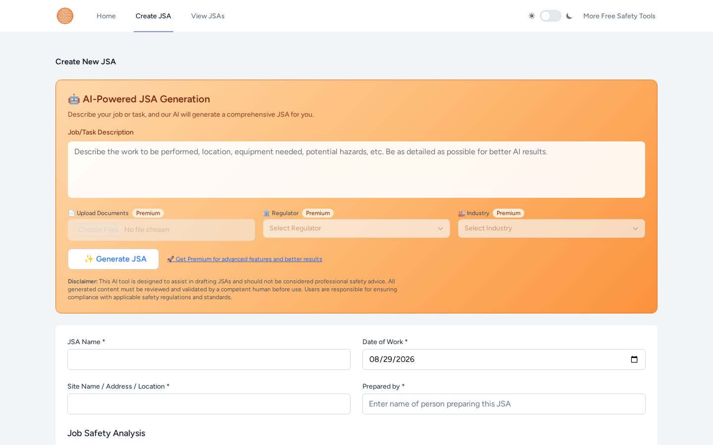 JSA Maker AI Homepage