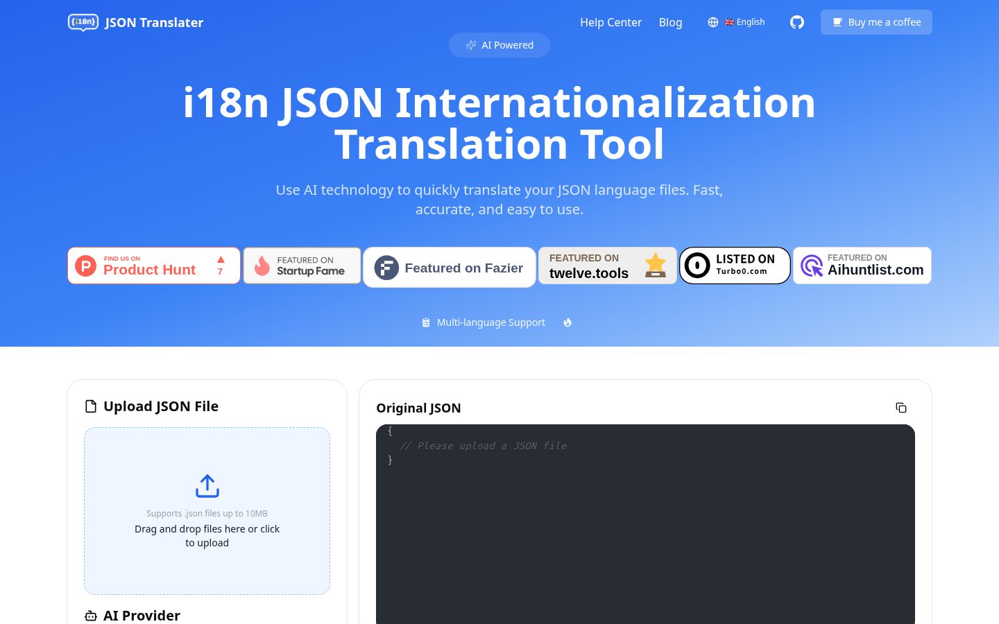 JSON Translator Homepage