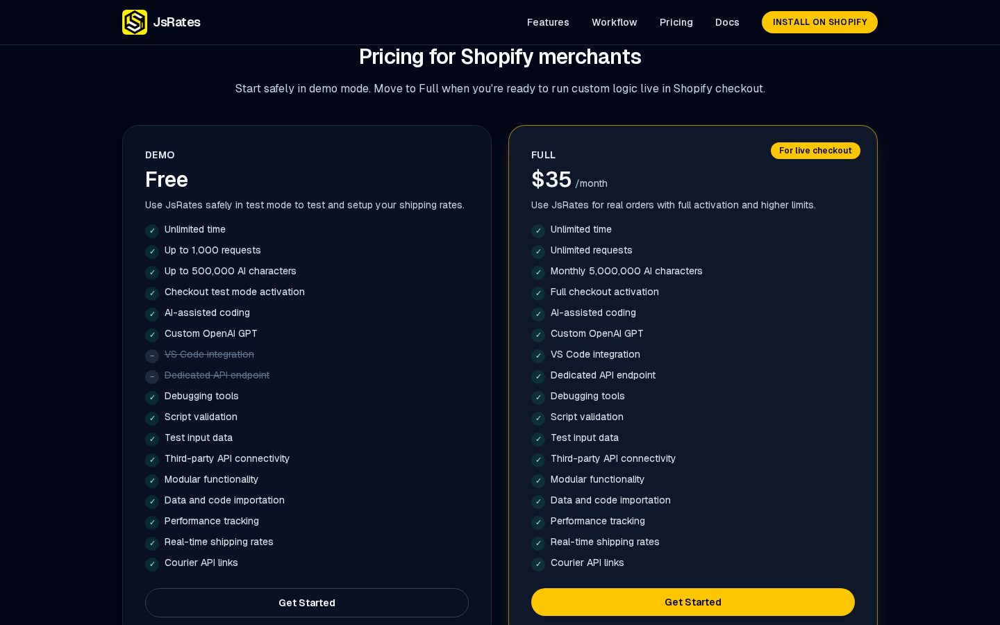 JsRates Pricing
