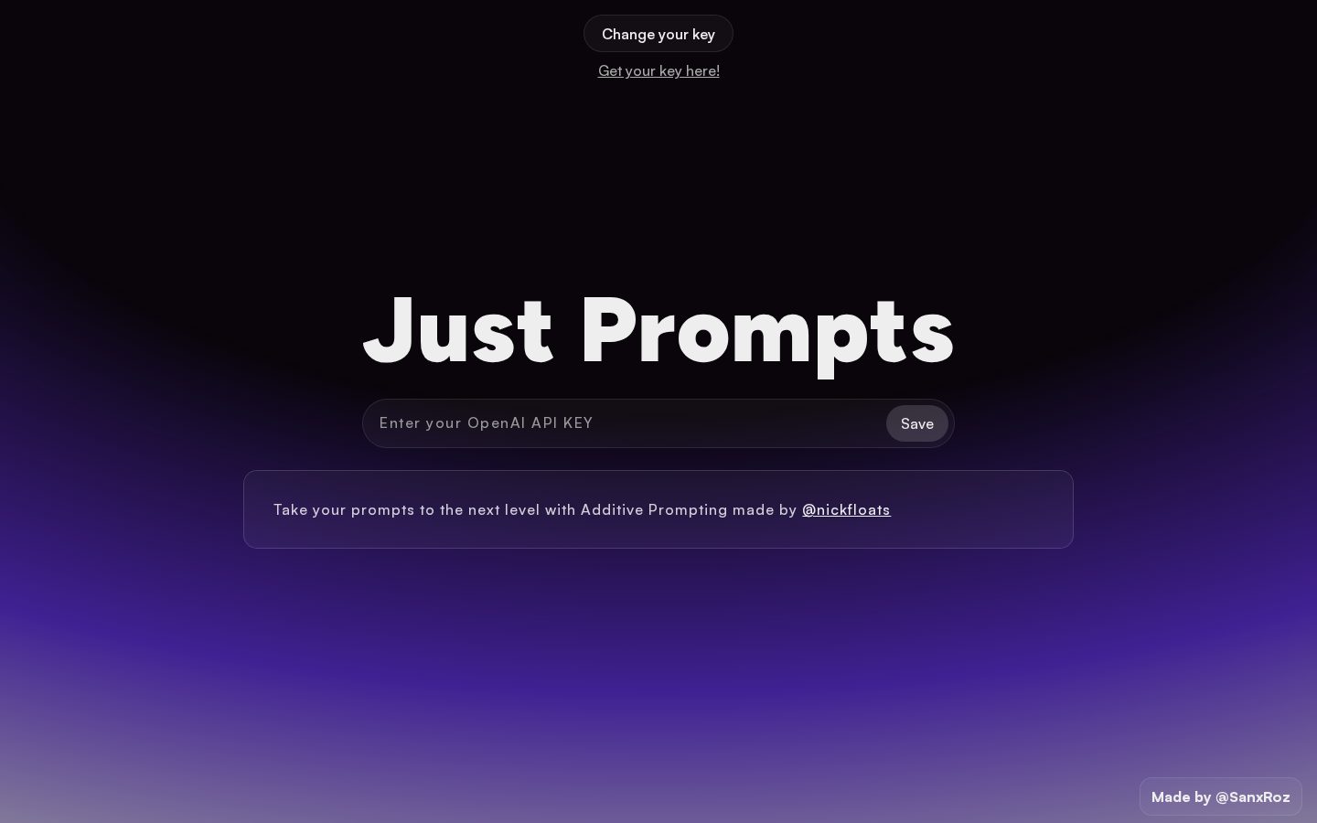 Just Prompts Homepage