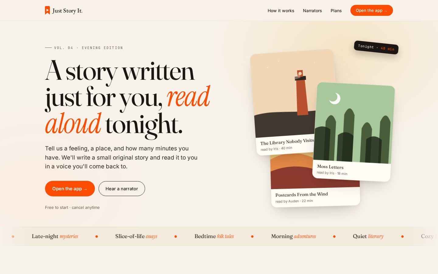 Just Story It Homepage