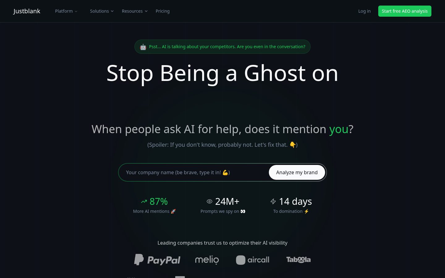 Justblank Homepage