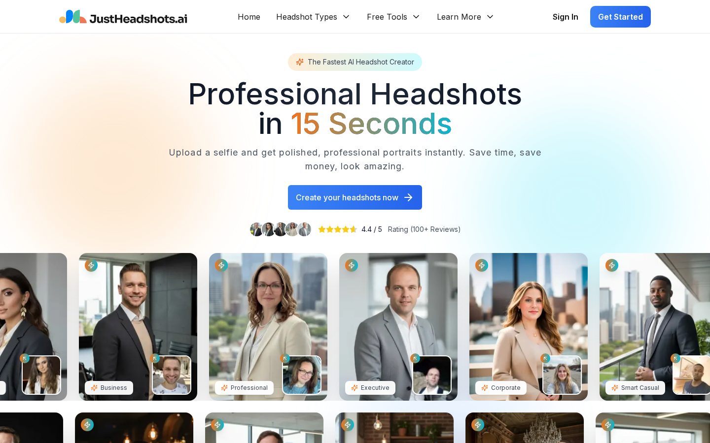 JustHeadshots AI Homepage