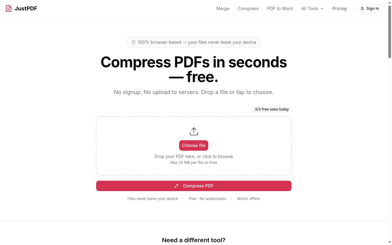 JustPDF Homepage