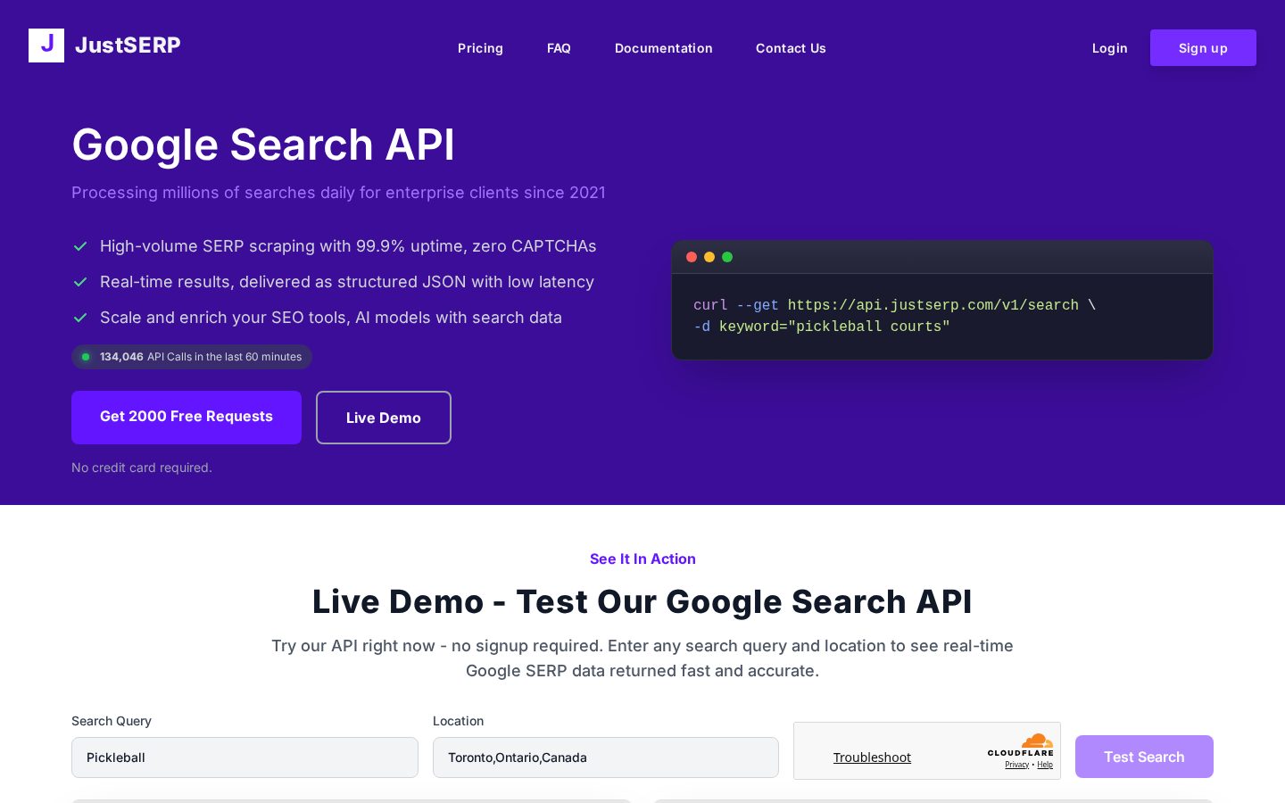 JustSERP Homepage