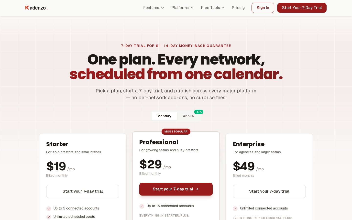 Kadenzo Pricing
