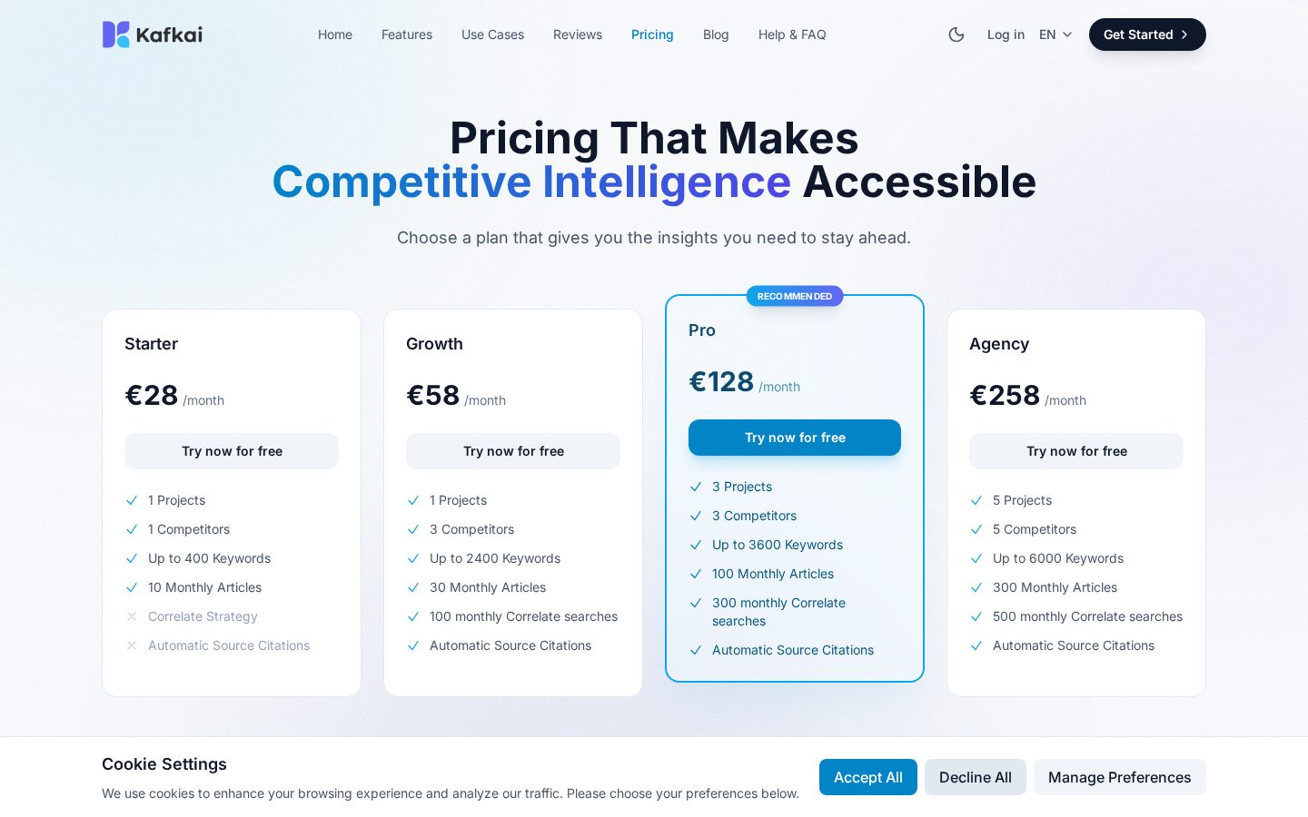 Kafkai Pricing