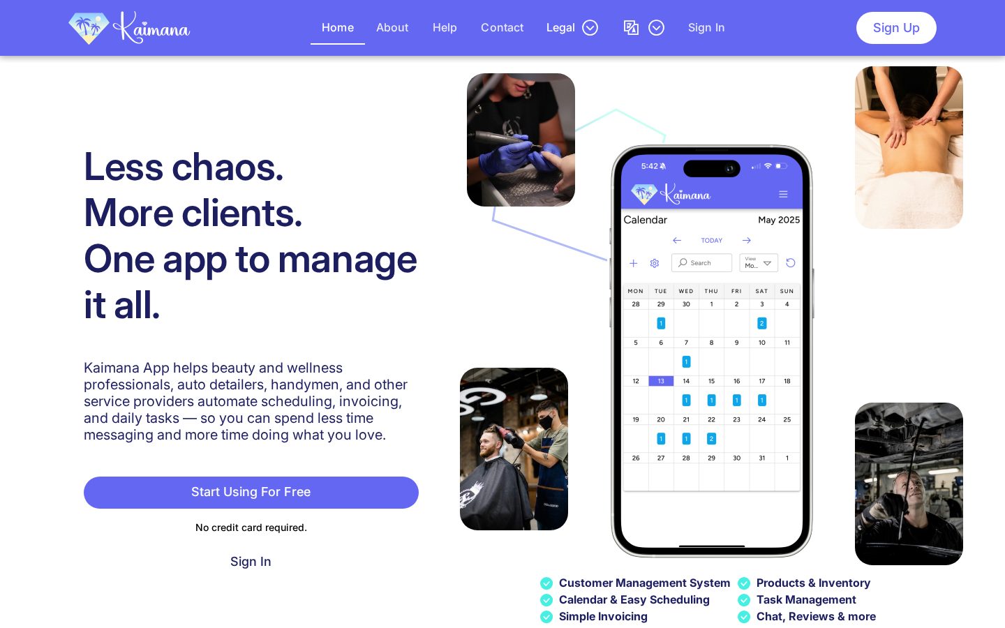 Kaimana App Homepage