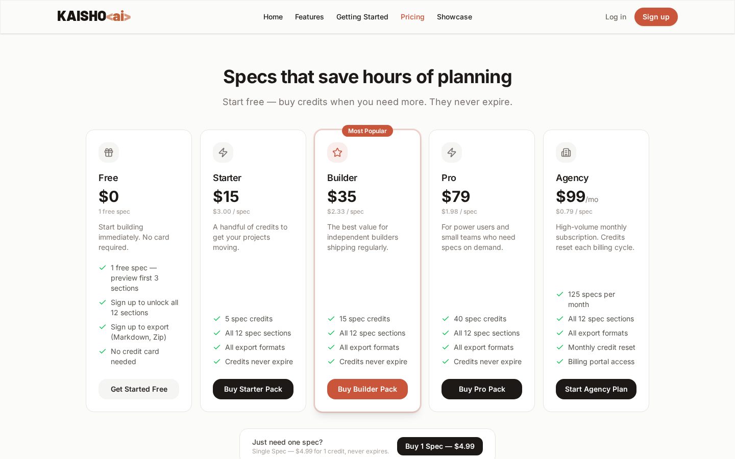Kaisho AI Pricing