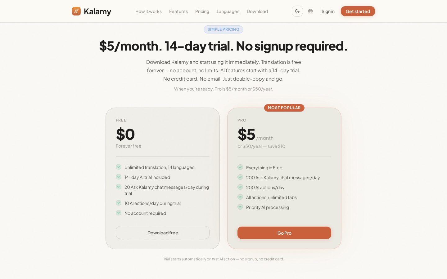 Kalamy Pricing