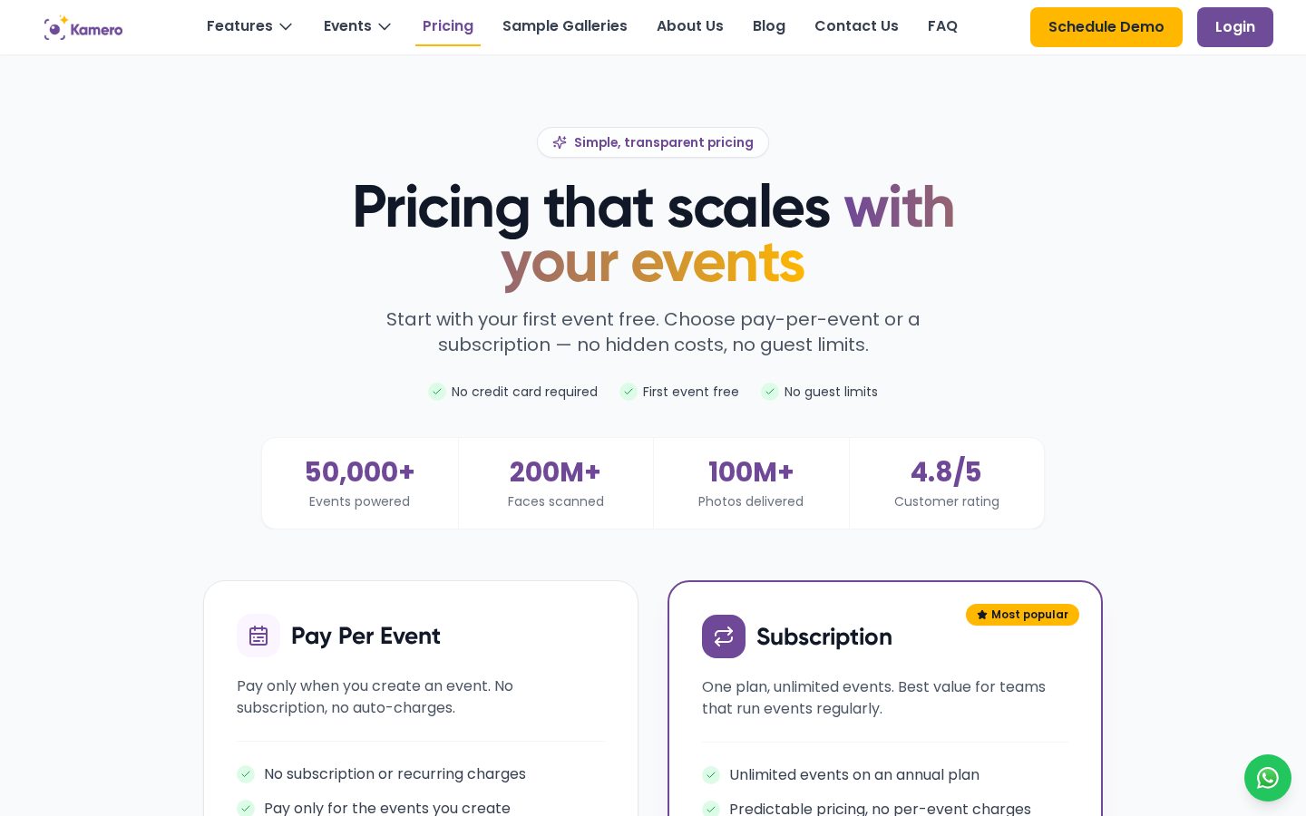 Kamero Pricing