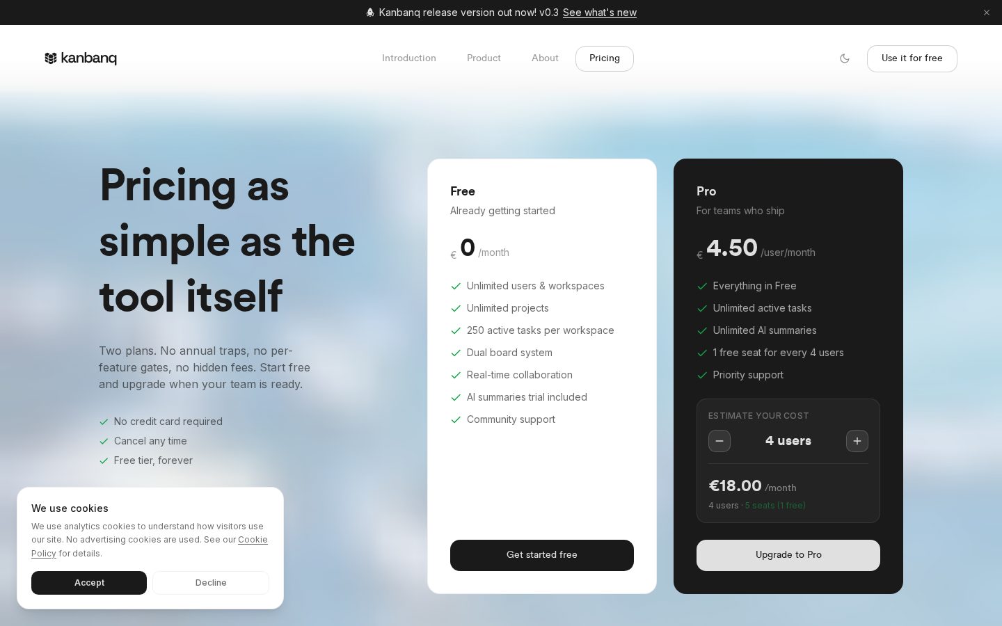 Kanbanq : Open alpha Pricing
