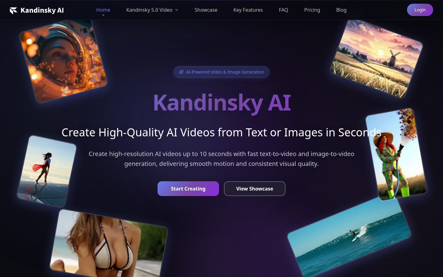Kandinsky AI Homepage