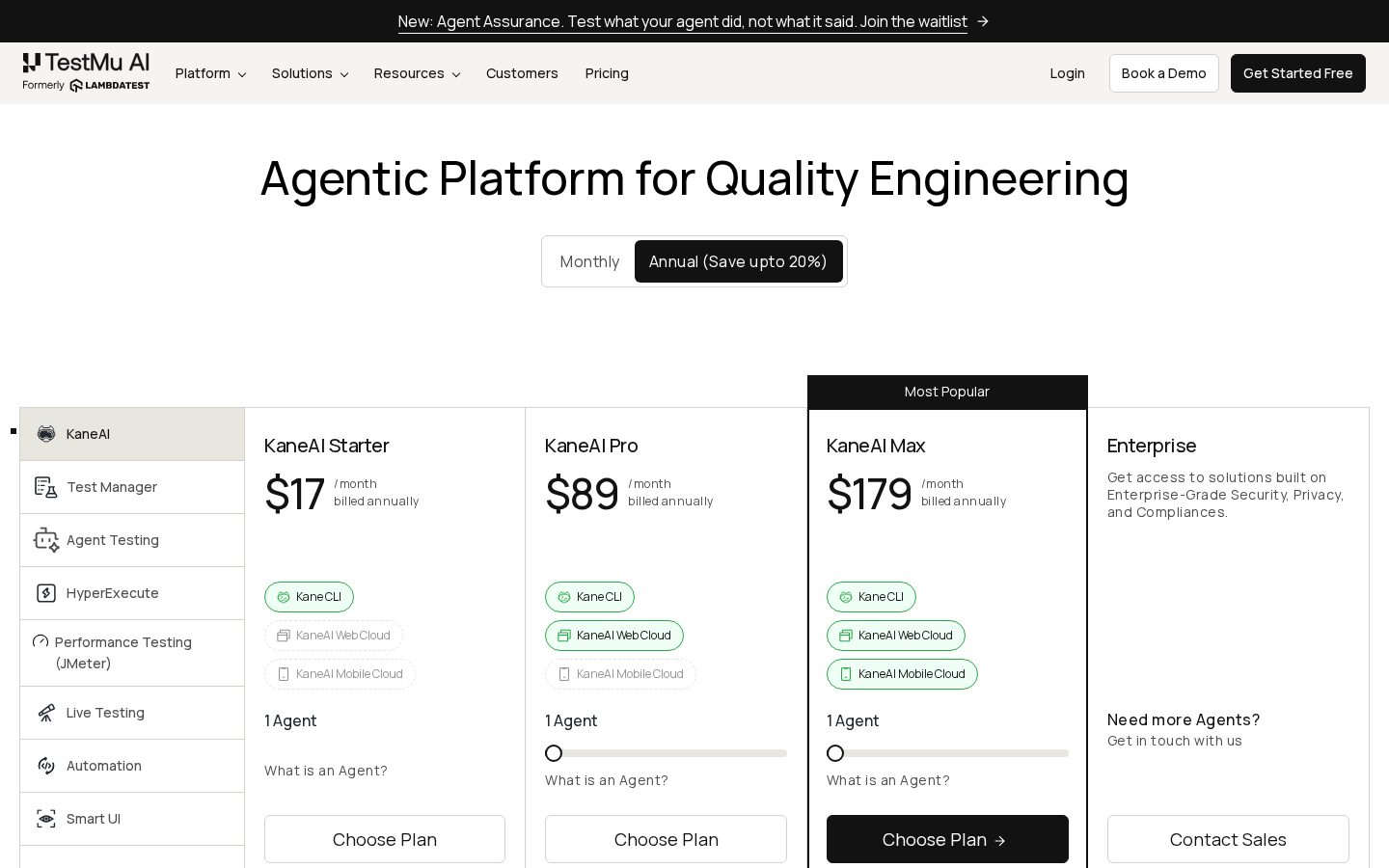 Kane CLI by TestMu AI Pricing