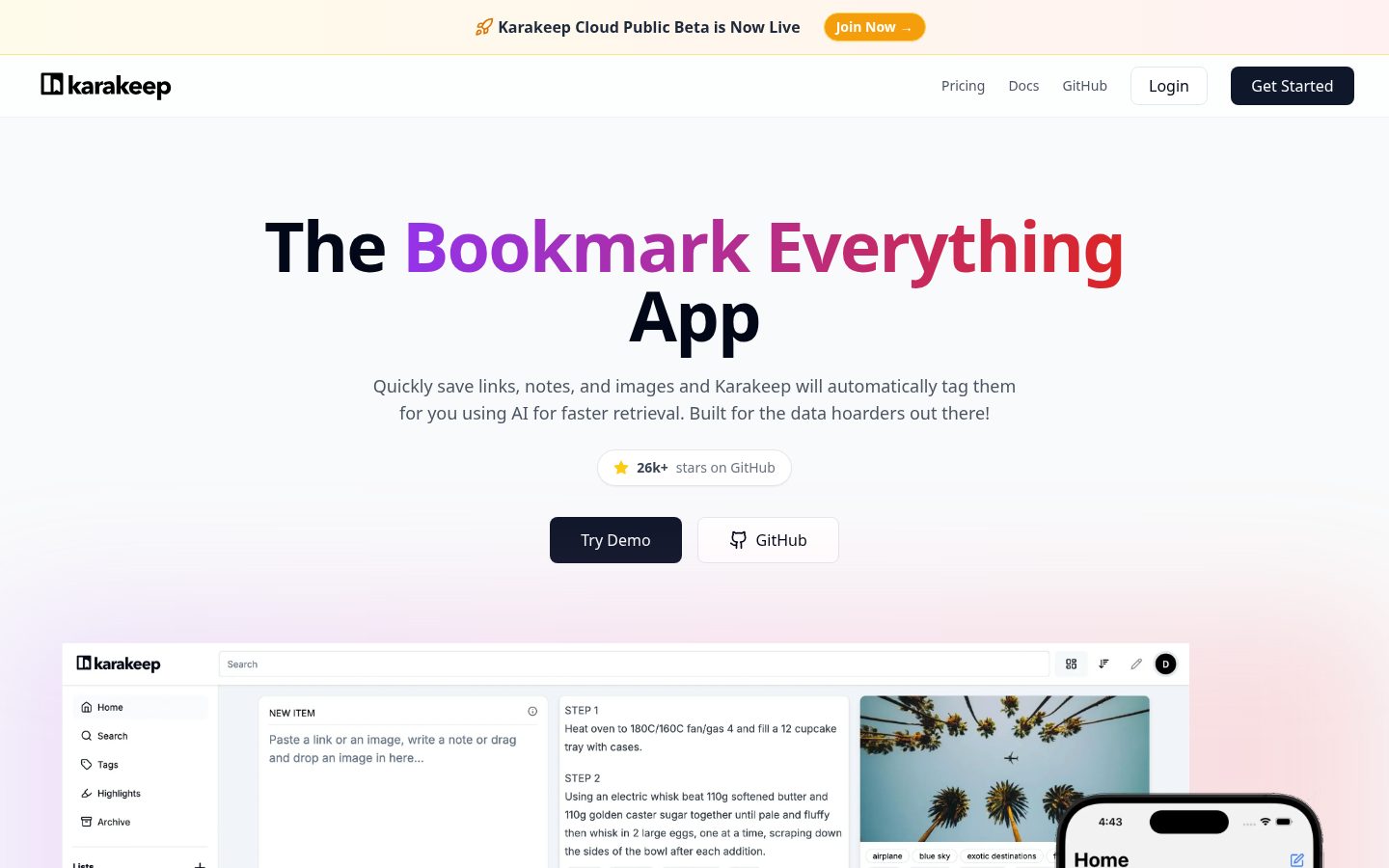 Karakeep Homepage