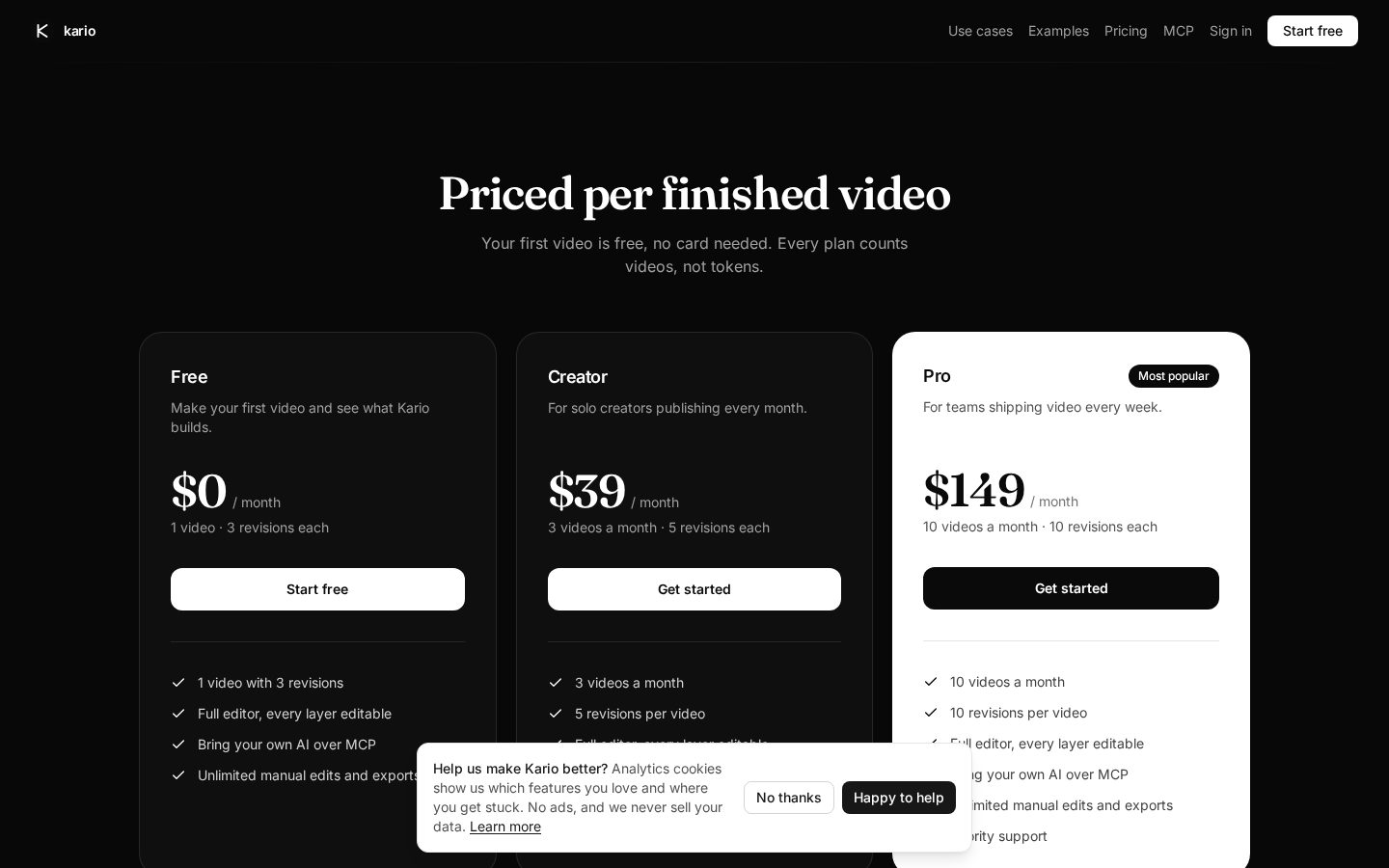 Kario AI Pricing