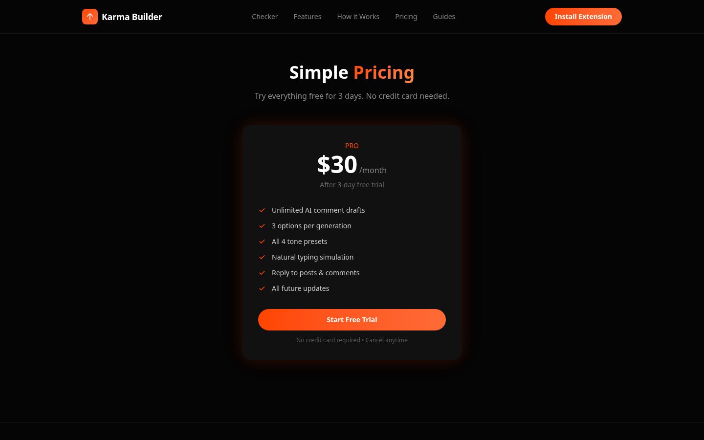 Karma Builder Pricing