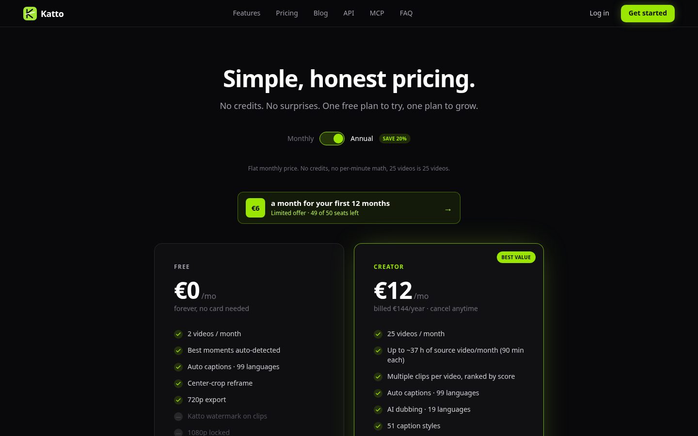Katto Pricing